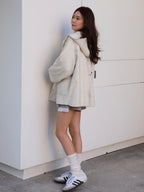 Wool with Hat Mid Jacket