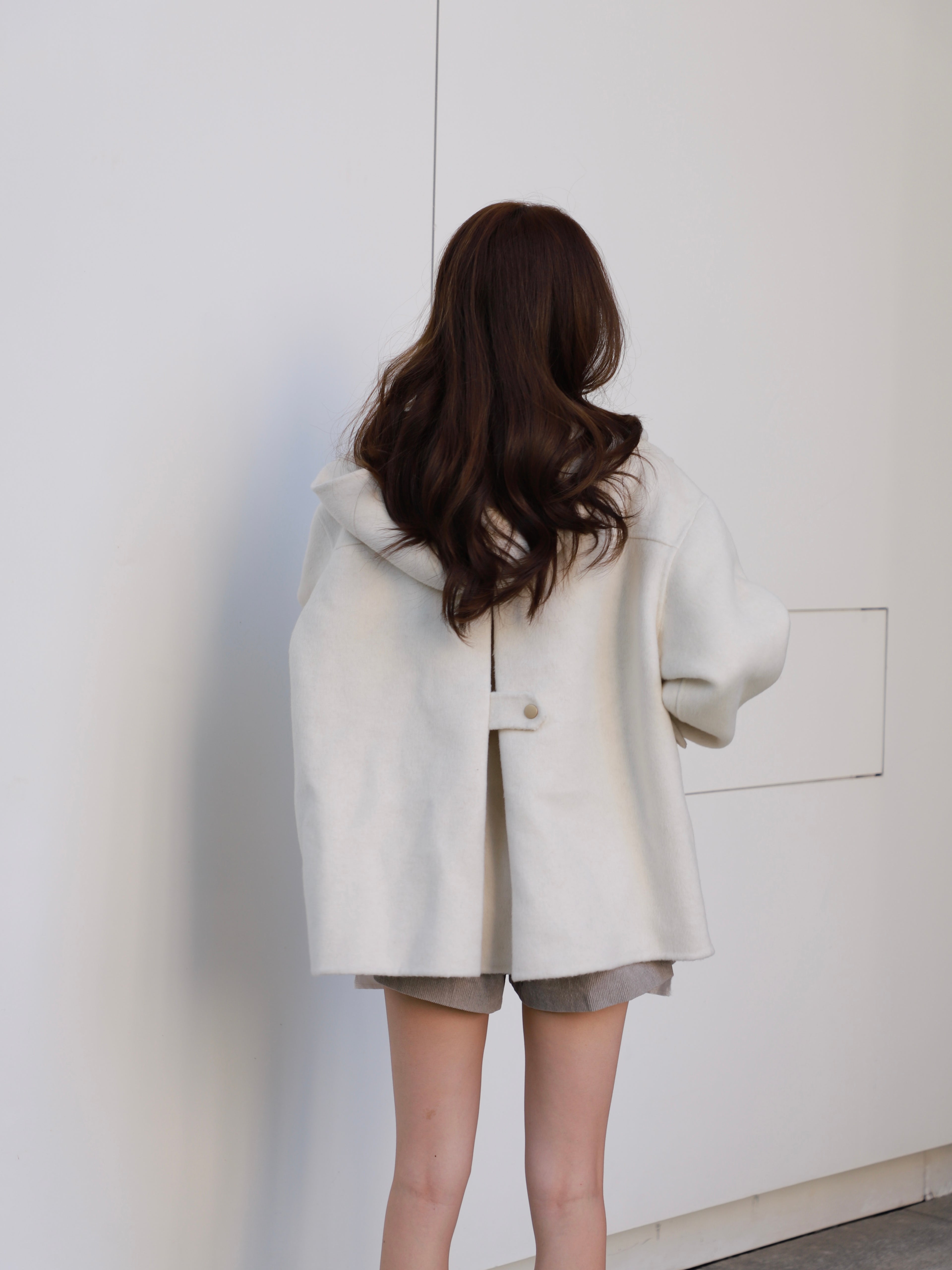 Wool with Hat Mid Jacket