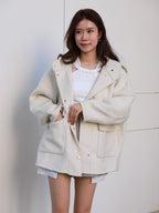 Wool with Hat Mid Jacket