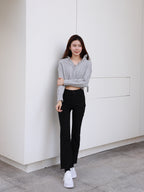 Zip Up Twisted Long Sleeves Sweater