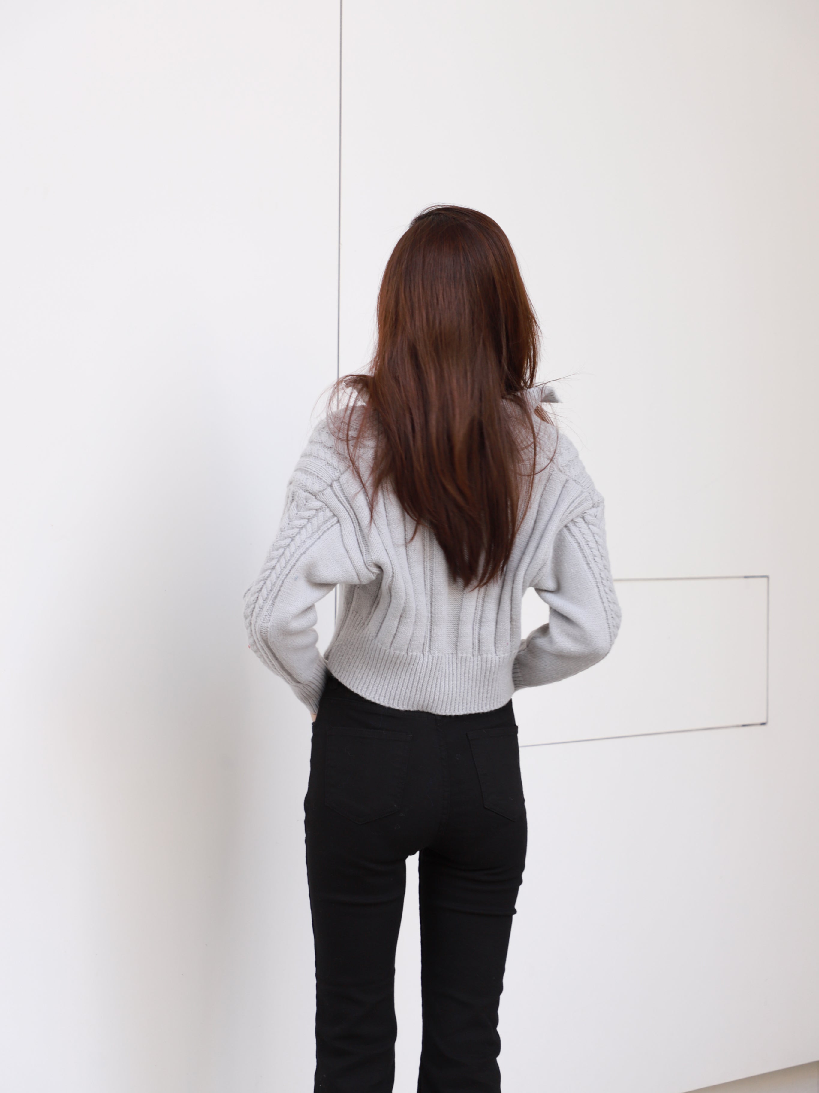 Zip Up Twisted Long Sleeves Sweater