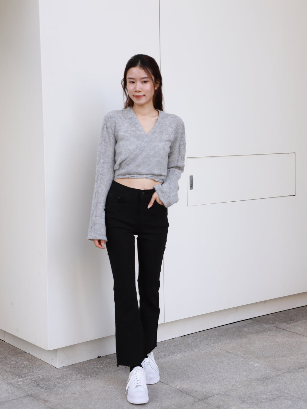 Cross Waist Long Sleeves Sweater
