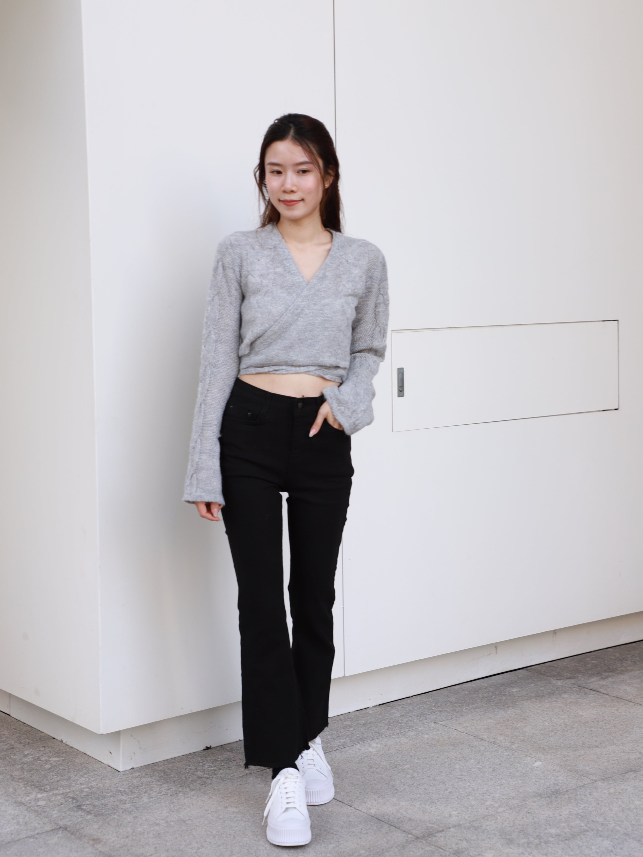 Cross Waist Long Sleeves Sweater