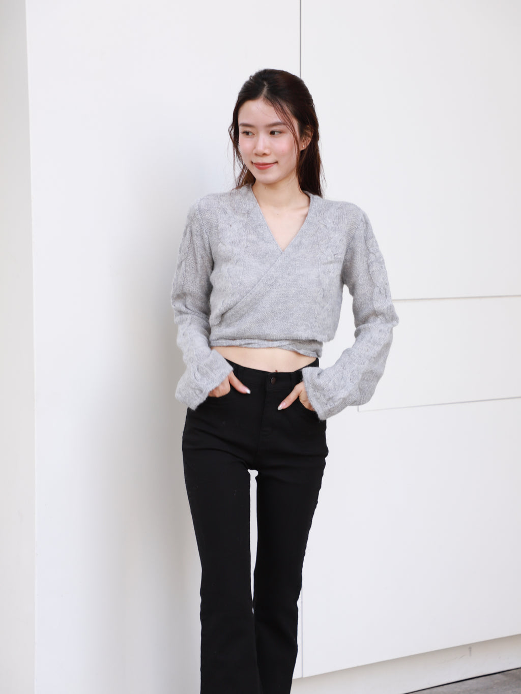 Cross Waist Long Sleeves Sweater