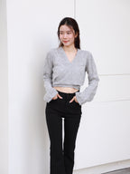 Cross Waist Long Sleeves Sweater