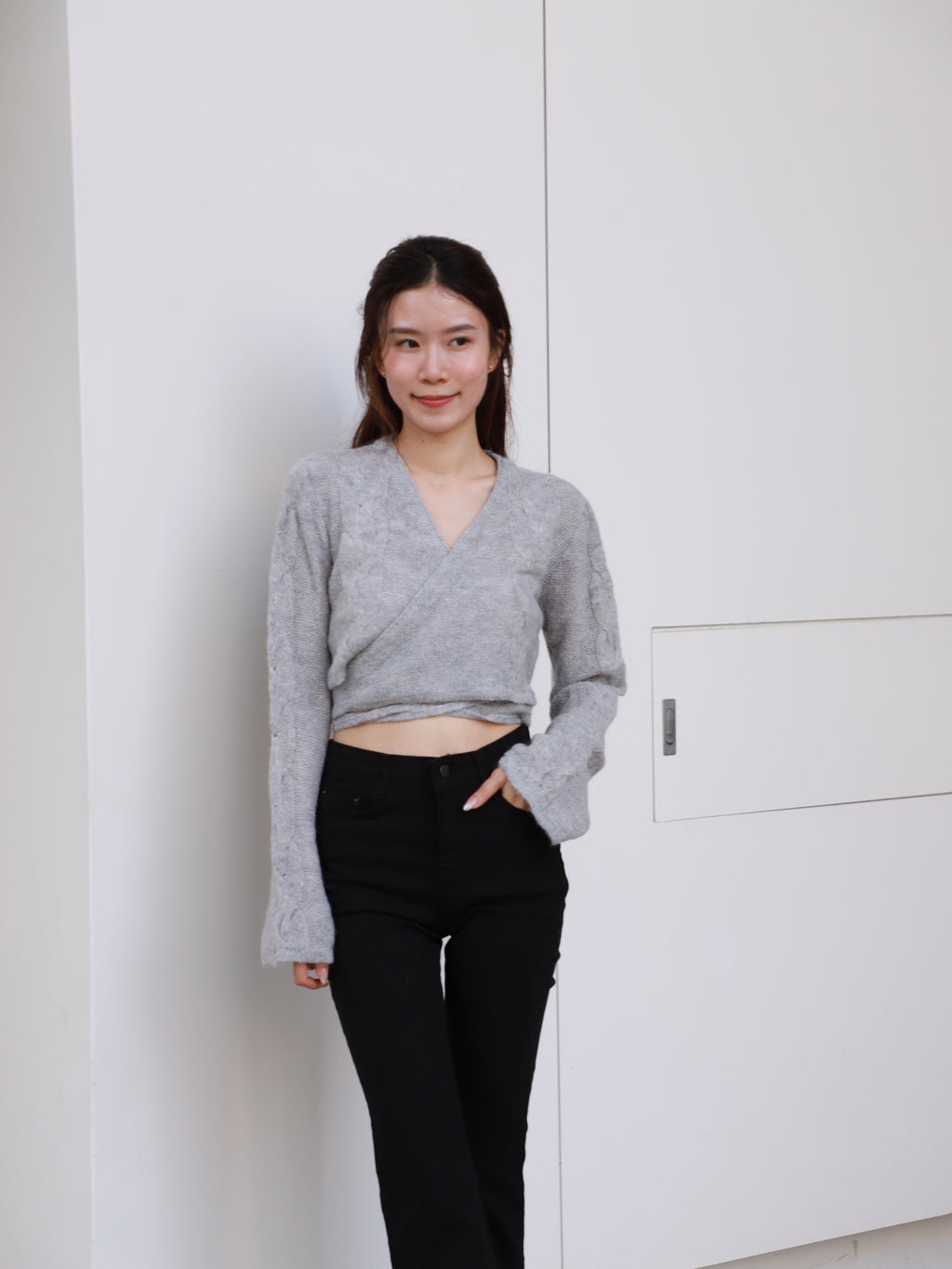 Cross Waist Long Sleeves Sweater