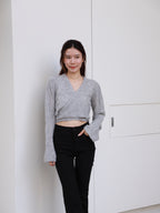 Cross Waist Long Sleeves Sweater