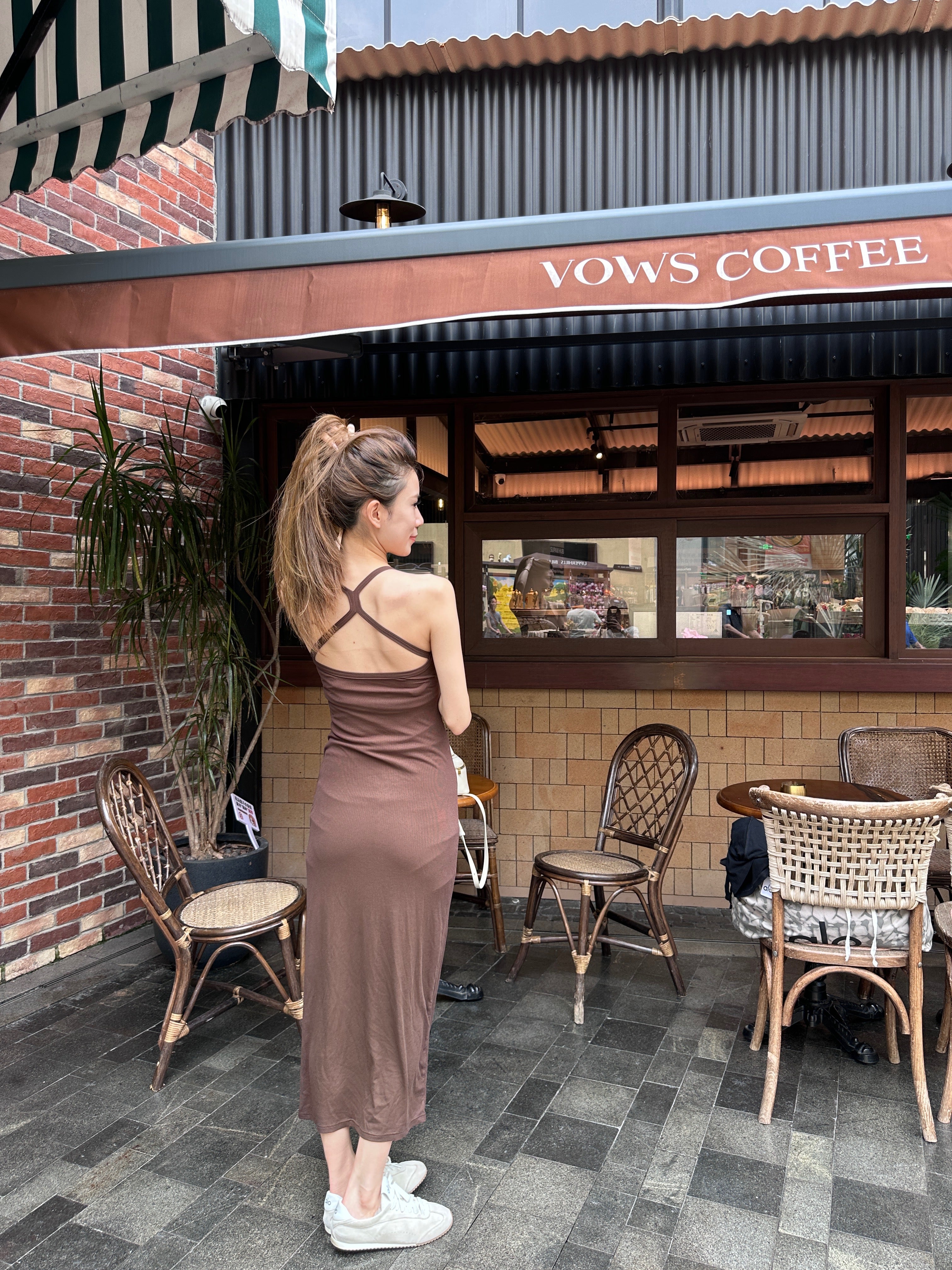 ashchic made Cross Back Maxi Dress with pads