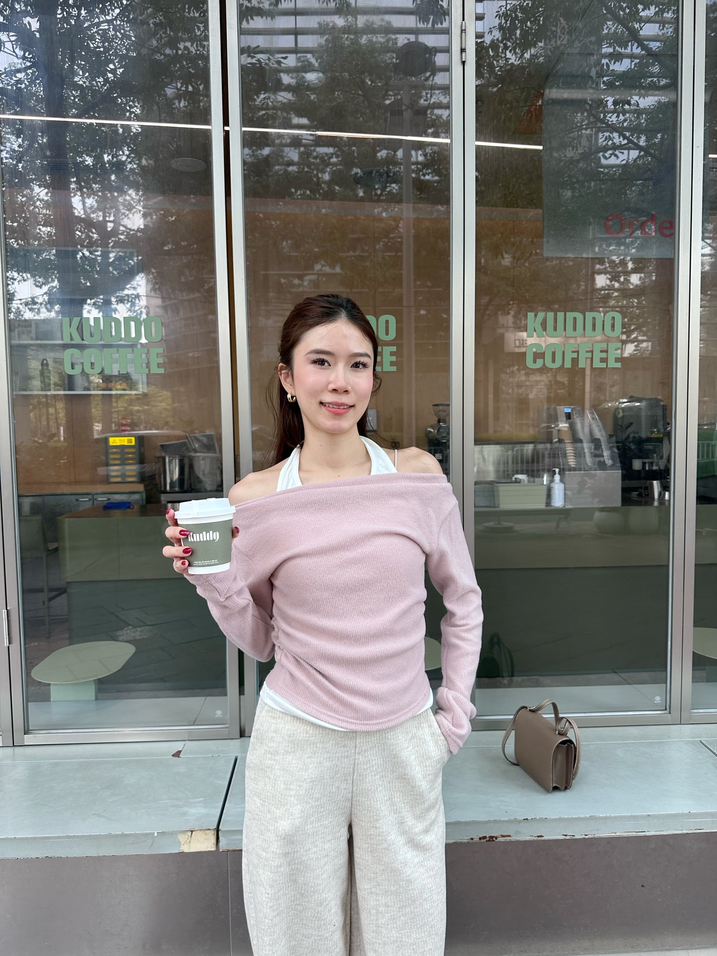 Cross Neck Mix Long Sleeves Top