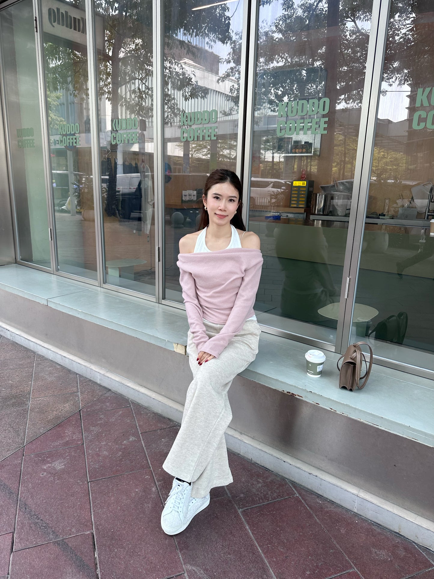 Cross Neck Mix Long Sleeves Top