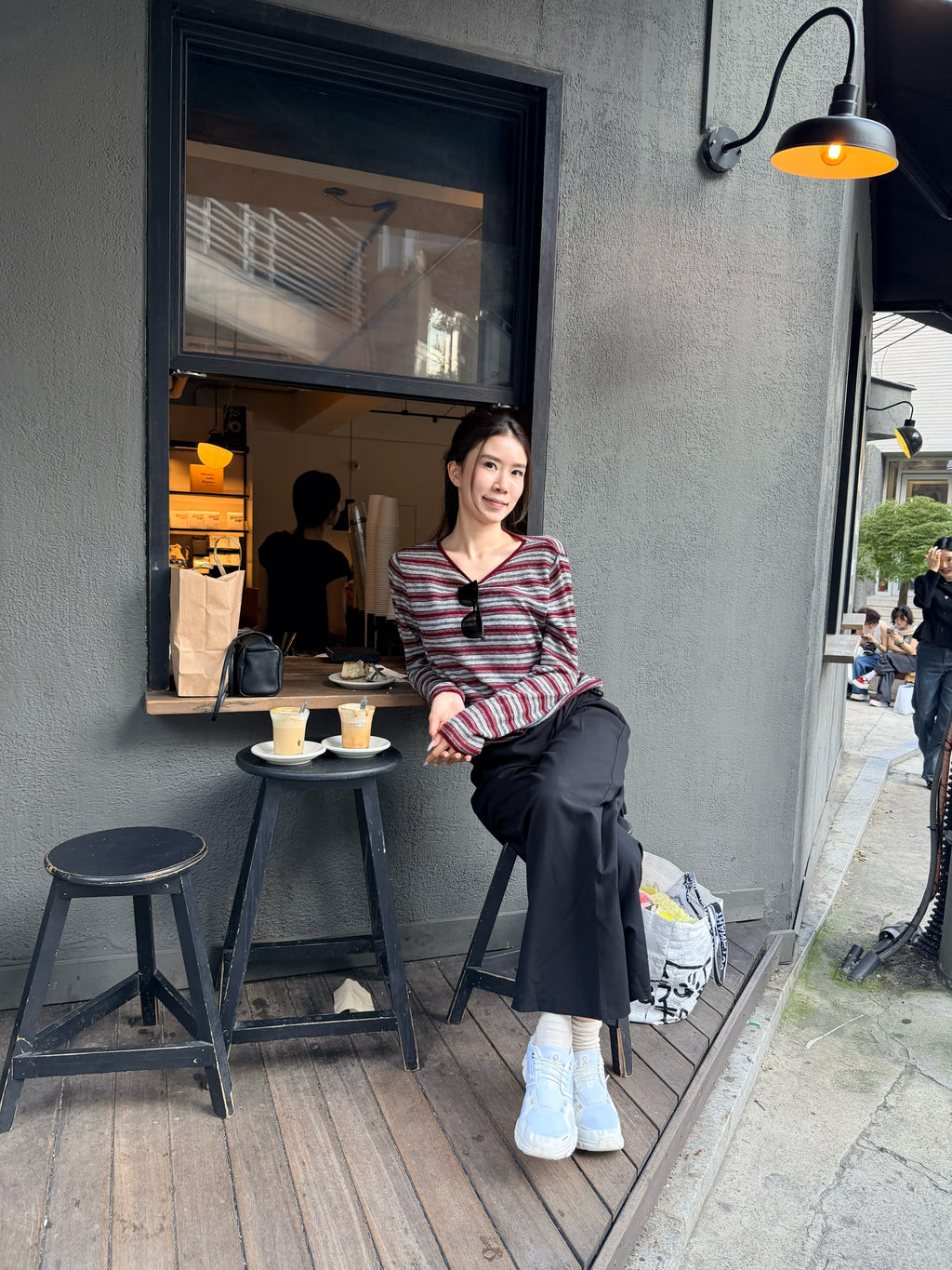 Stripe Thin Wool Long Sleeves Top
