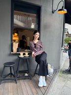 Stripe Thin Wool Long Sleeves Top