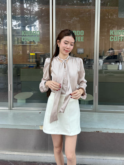 Pearl Silk V Neck Shirt Top