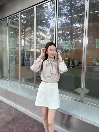 Pearl Silk V Neck Shirt Top