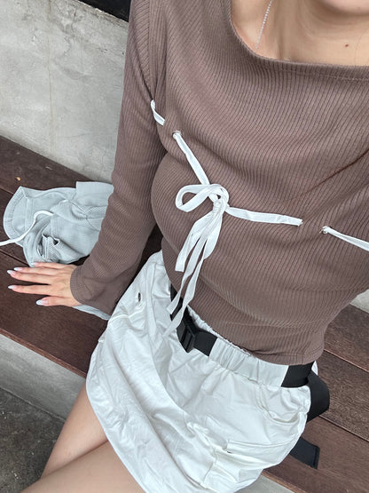 Cross Rope Long Sleeves Top