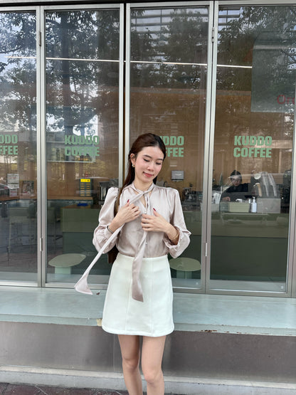 Pearl Silk V Neck Shirt Top