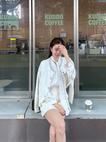 Pearl Silk V Neck Shirt Top