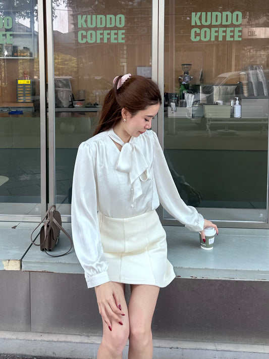 Pearl Silk V Neck Shirt Top