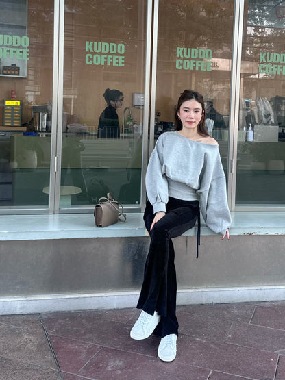 Velvet Flare Pants with Layer