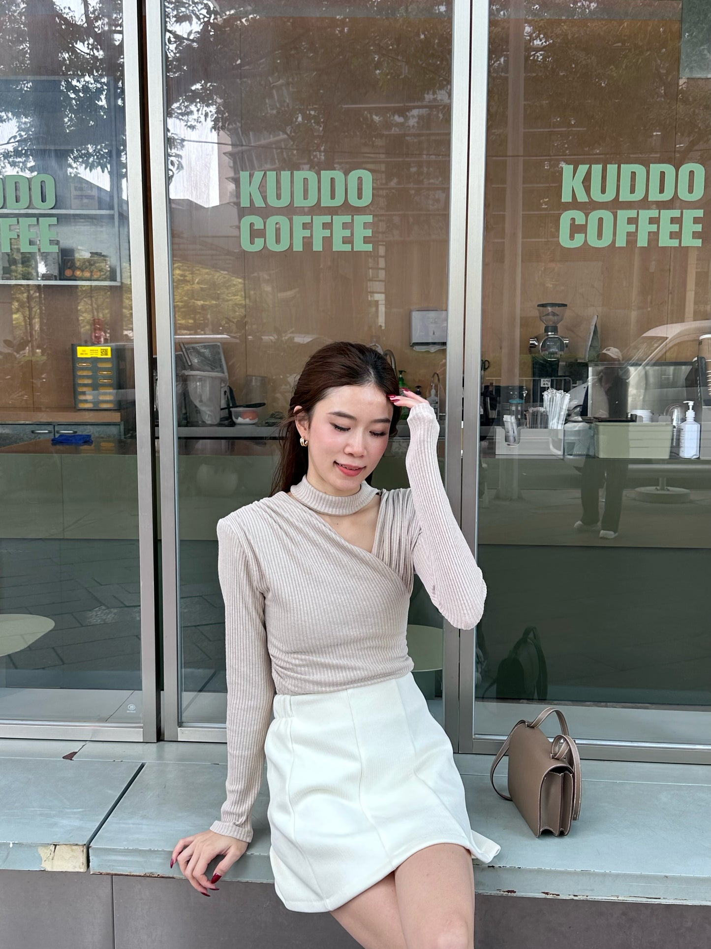 Cross V Cotton Long Sleeves Top