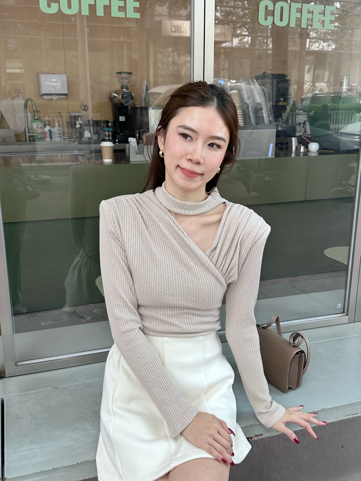 Cross V Cotton Long Sleeves Top