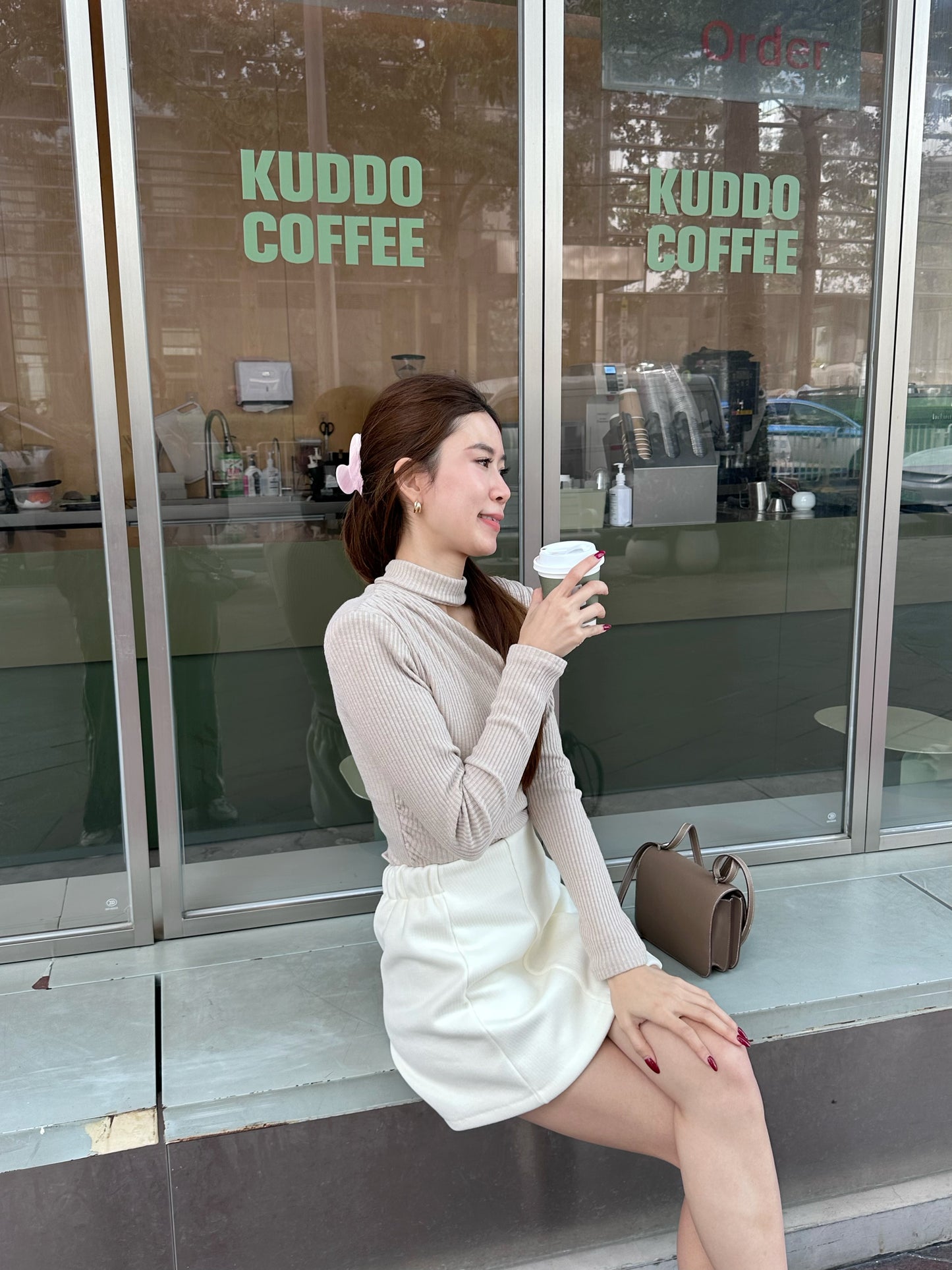 Cross V Cotton Long Sleeves Top