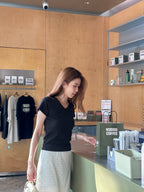 Cotton V Neck T Shirt
