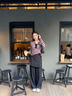 Stripe Thin Wool Long Sleeves Top