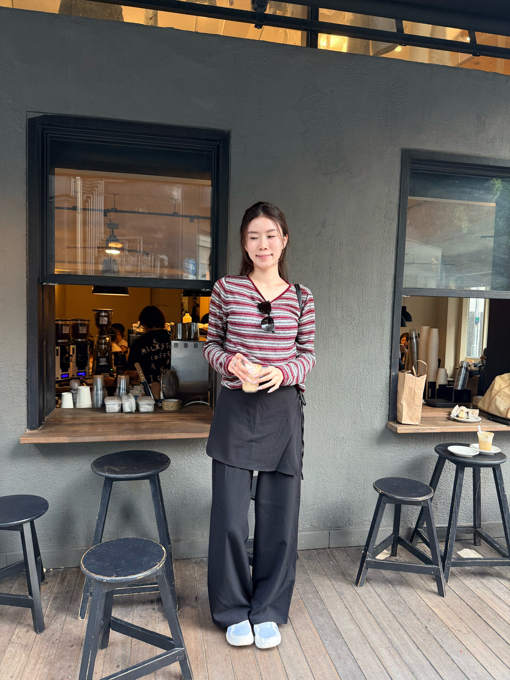 Stripe Thin Wool Long Sleeves Top