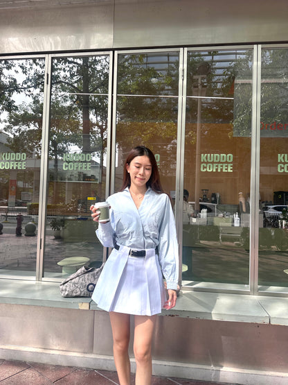 Pleated Skirt with Belt