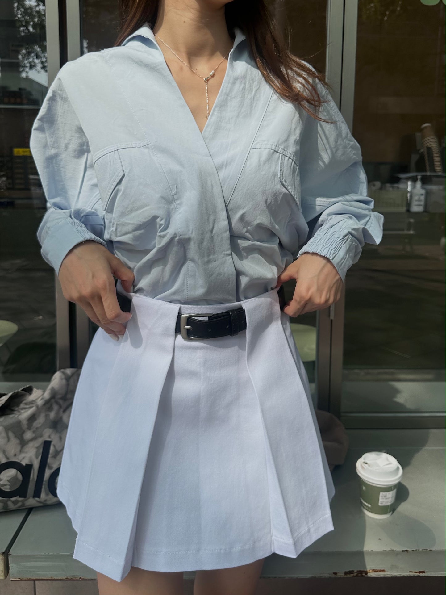 Pleated Skirt with Belt