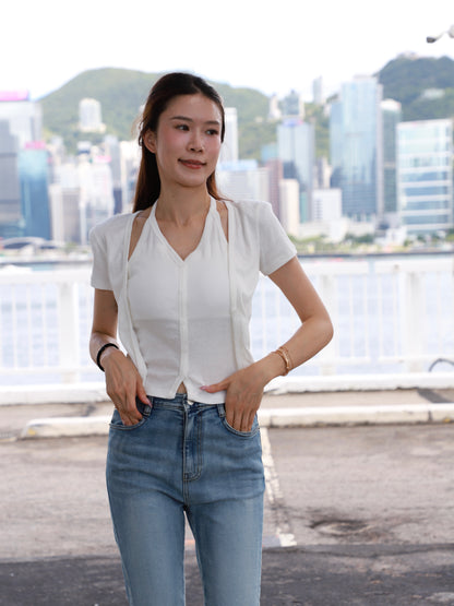 Cross Neck Cotton T Top