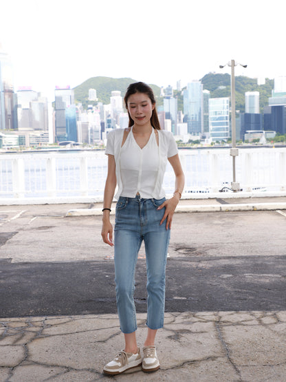 Cross Neck Cotton T Top