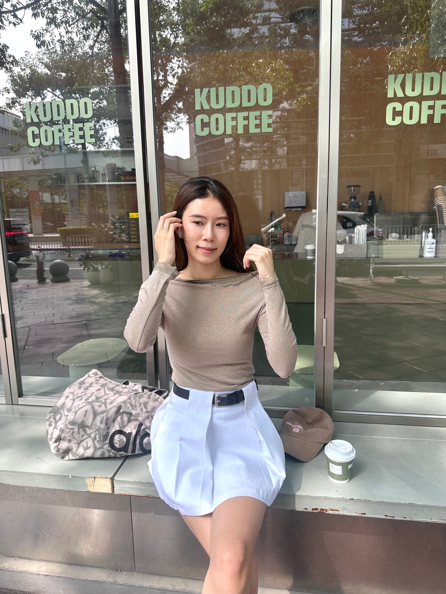 Lace Shoulder Long Sleeves Top