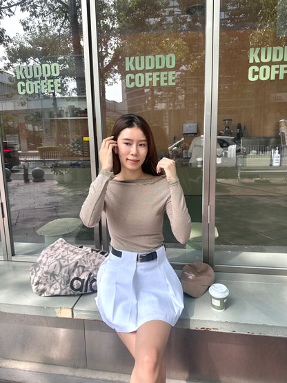 Lace Shoulder Long Sleeves Top