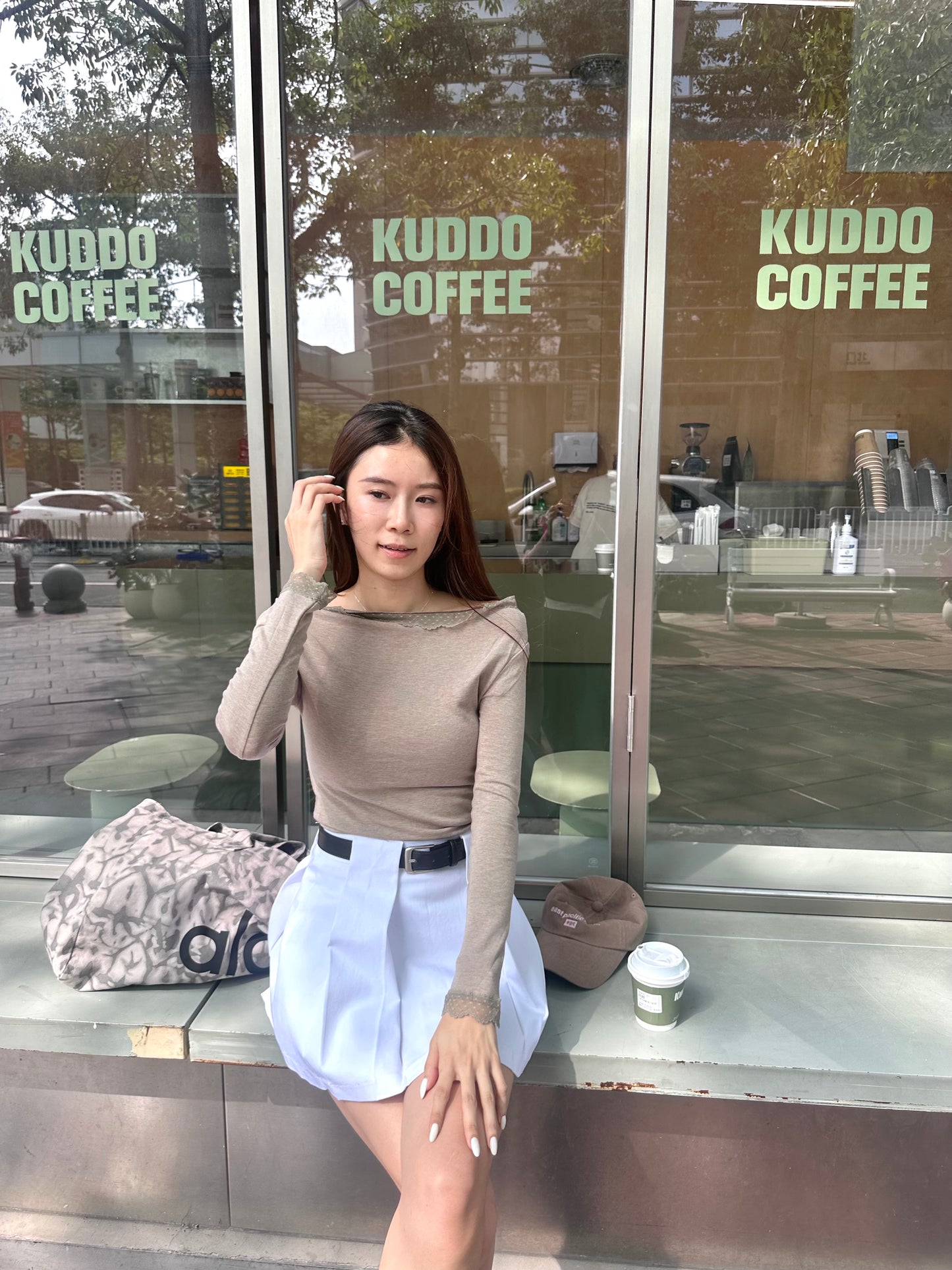 Lace Shoulder Long Sleeves Top