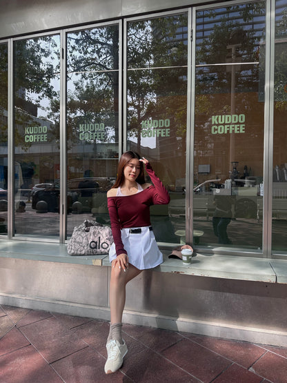 Mix Colour Cross Neck Long Sleeves Top