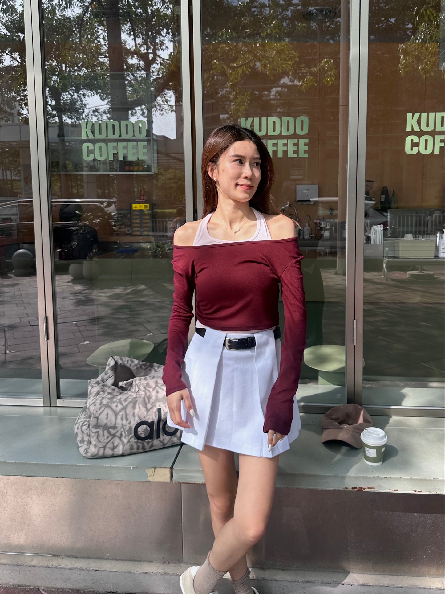 Mix Colour Cross Neck Long Sleeves Top