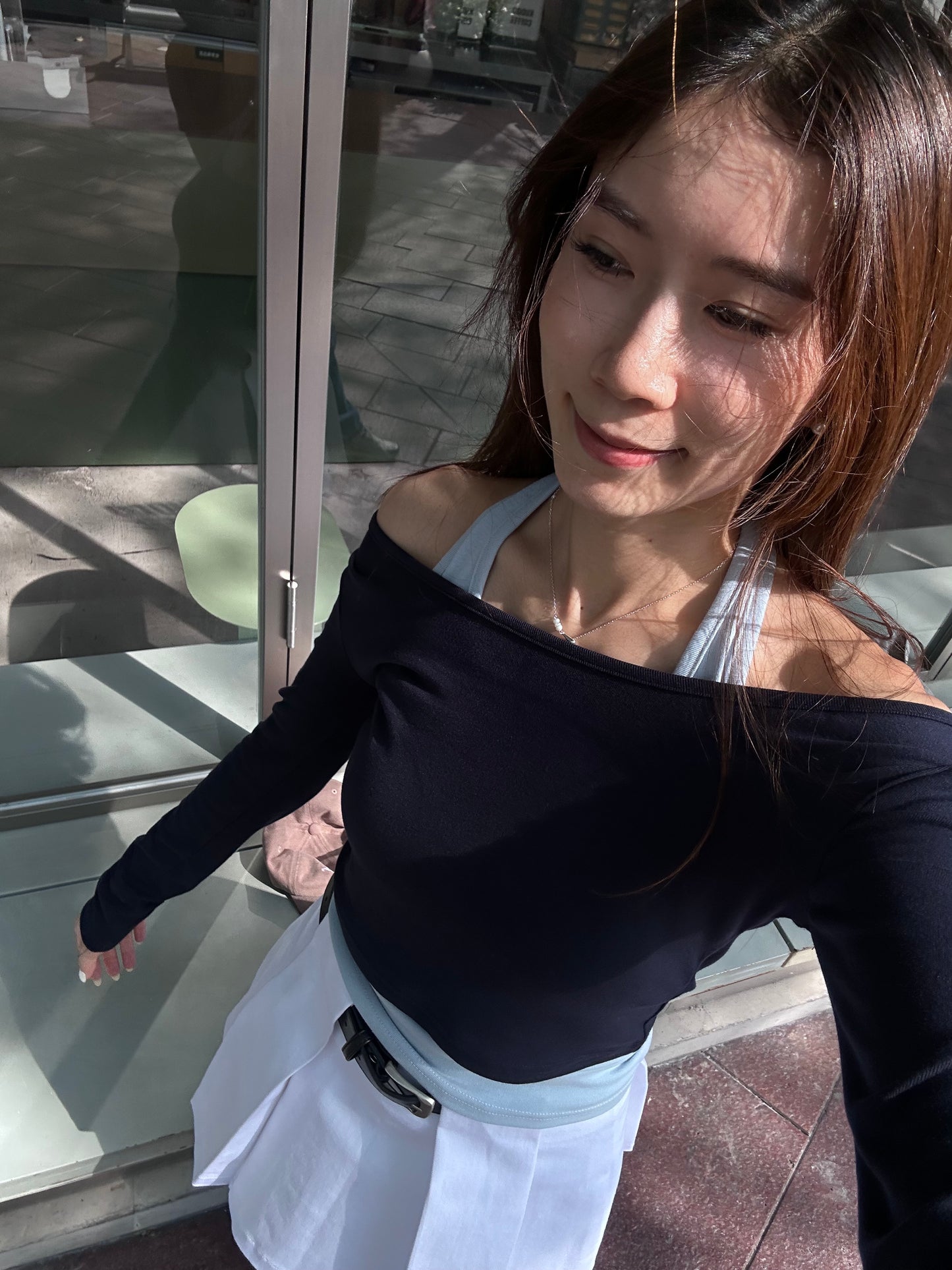 Mix Colour Cross Neck Long Sleeves Top