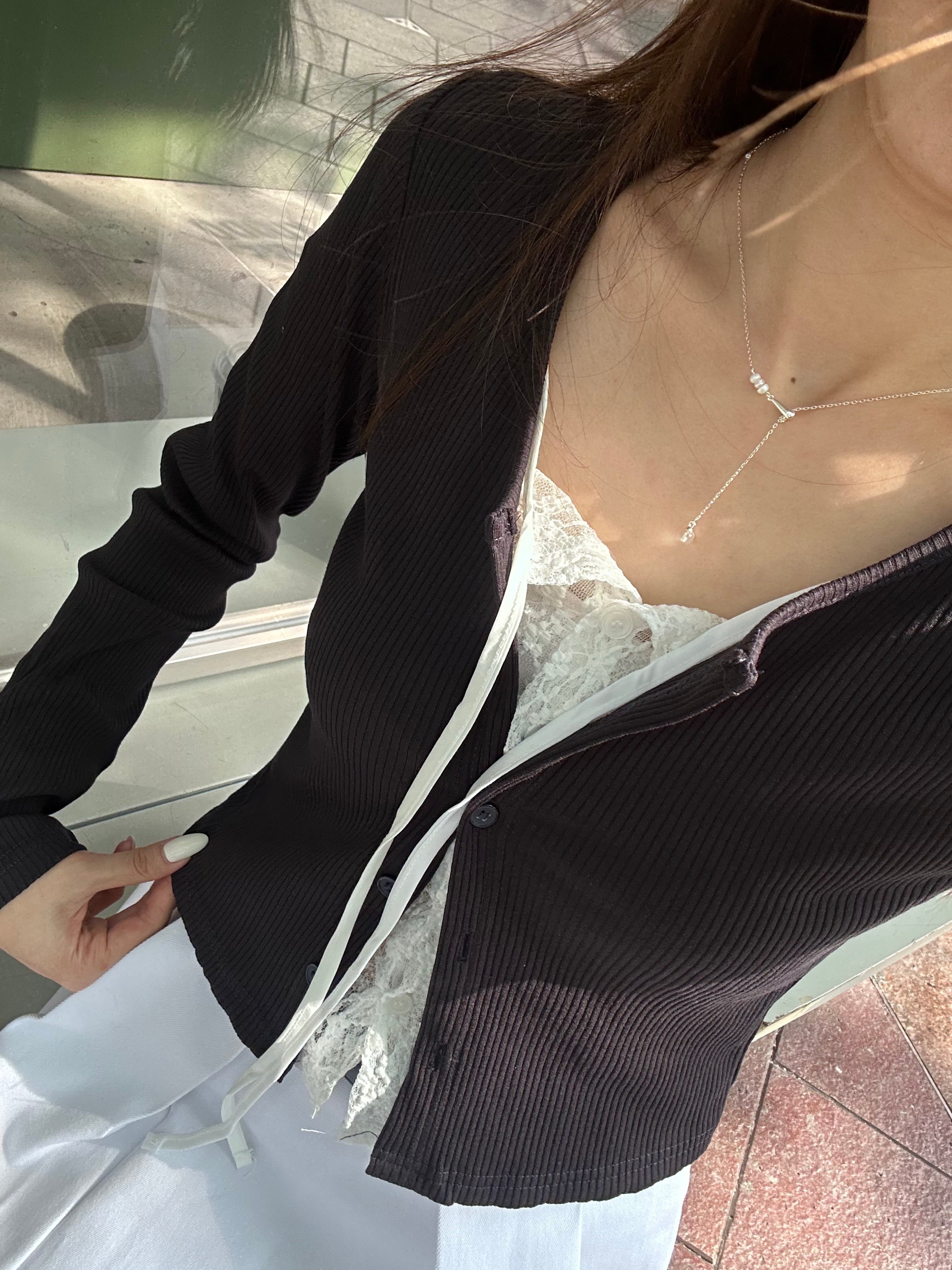 Lace Cotton Double Cardigan