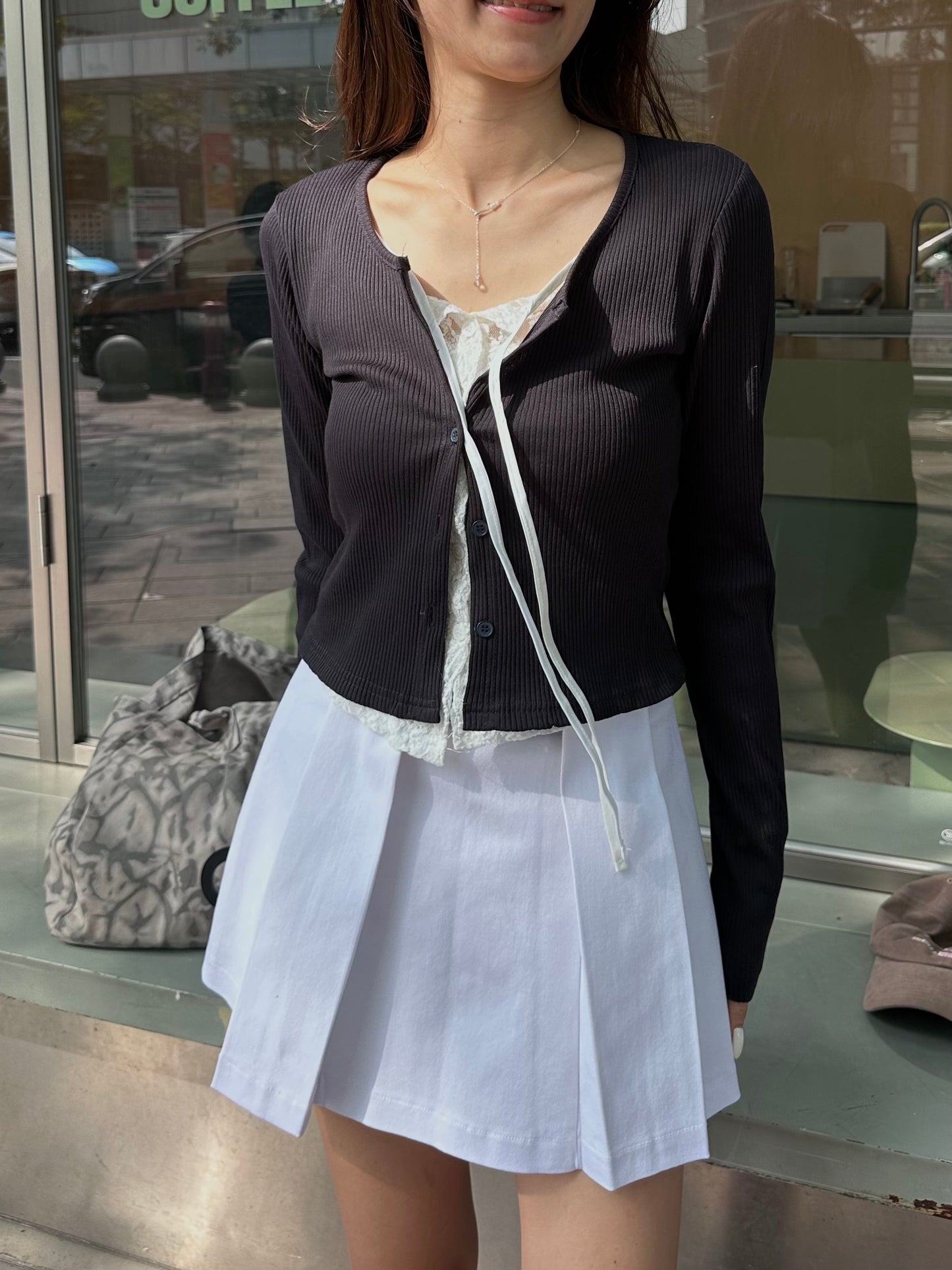Lace Cotton Double Cardigan