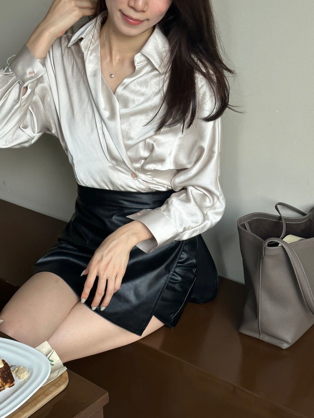 Basic Plain Leather Skirt