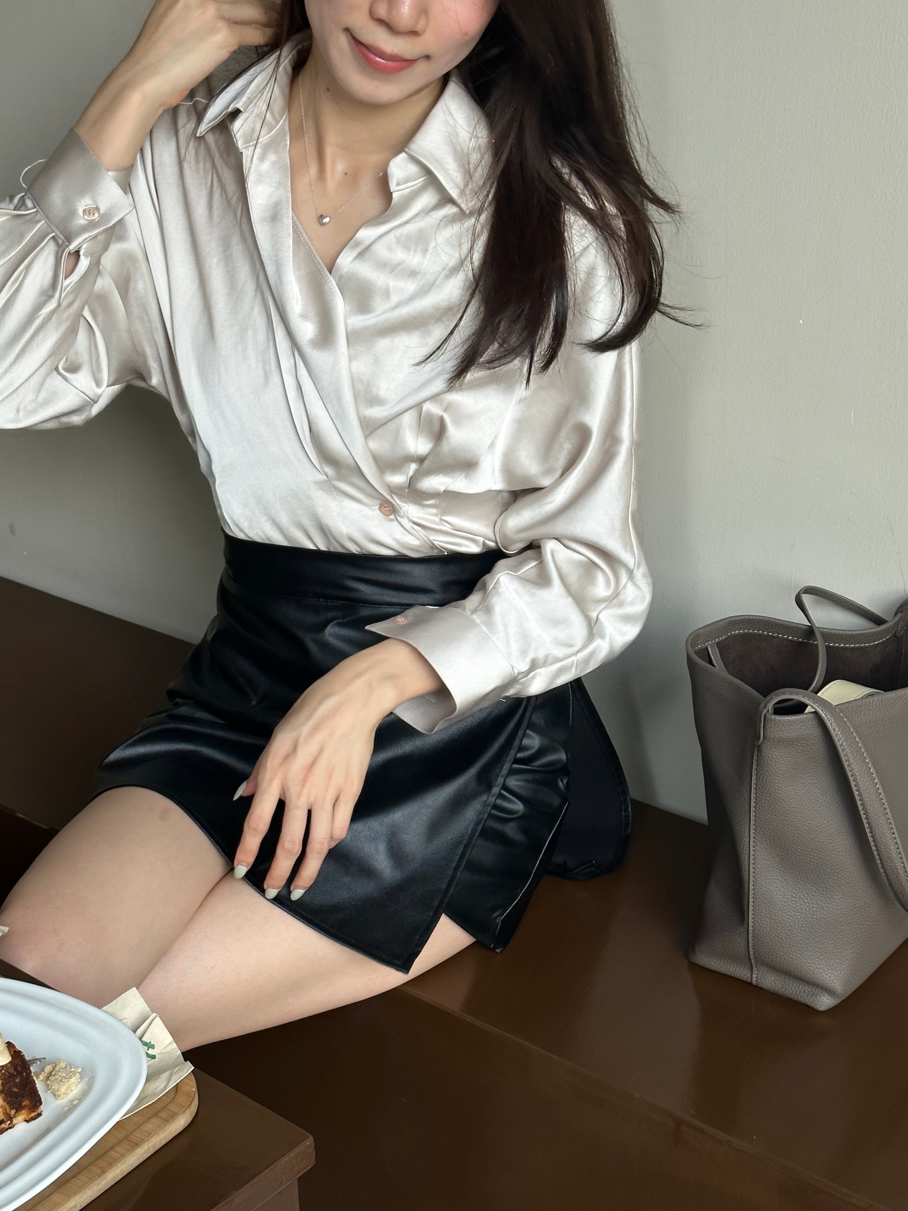 Basic Plain Leather Skirt