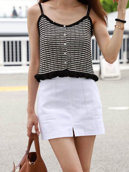 Knitted Checked Tank Top