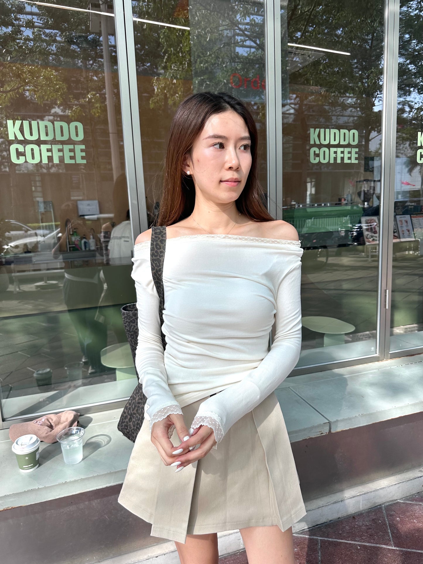 Lace Shoulder Long Sleeves Top
