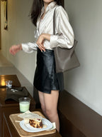 Basic Plain Leather Skirt