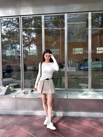 Lace Shoulder Long Sleeves Top