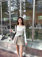 Pleated Skirt with Belt