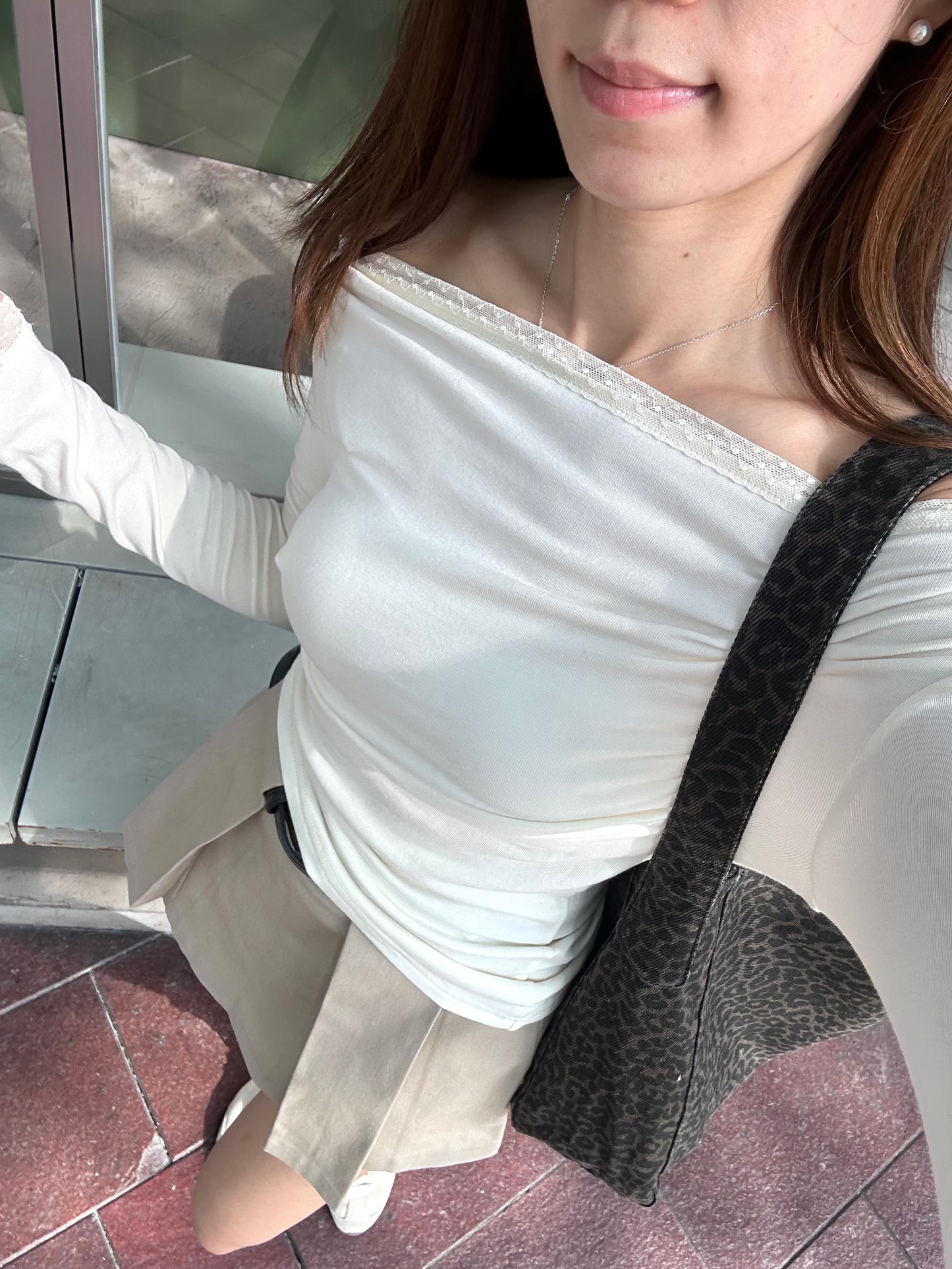 Lace Shoulder Long Sleeves Top