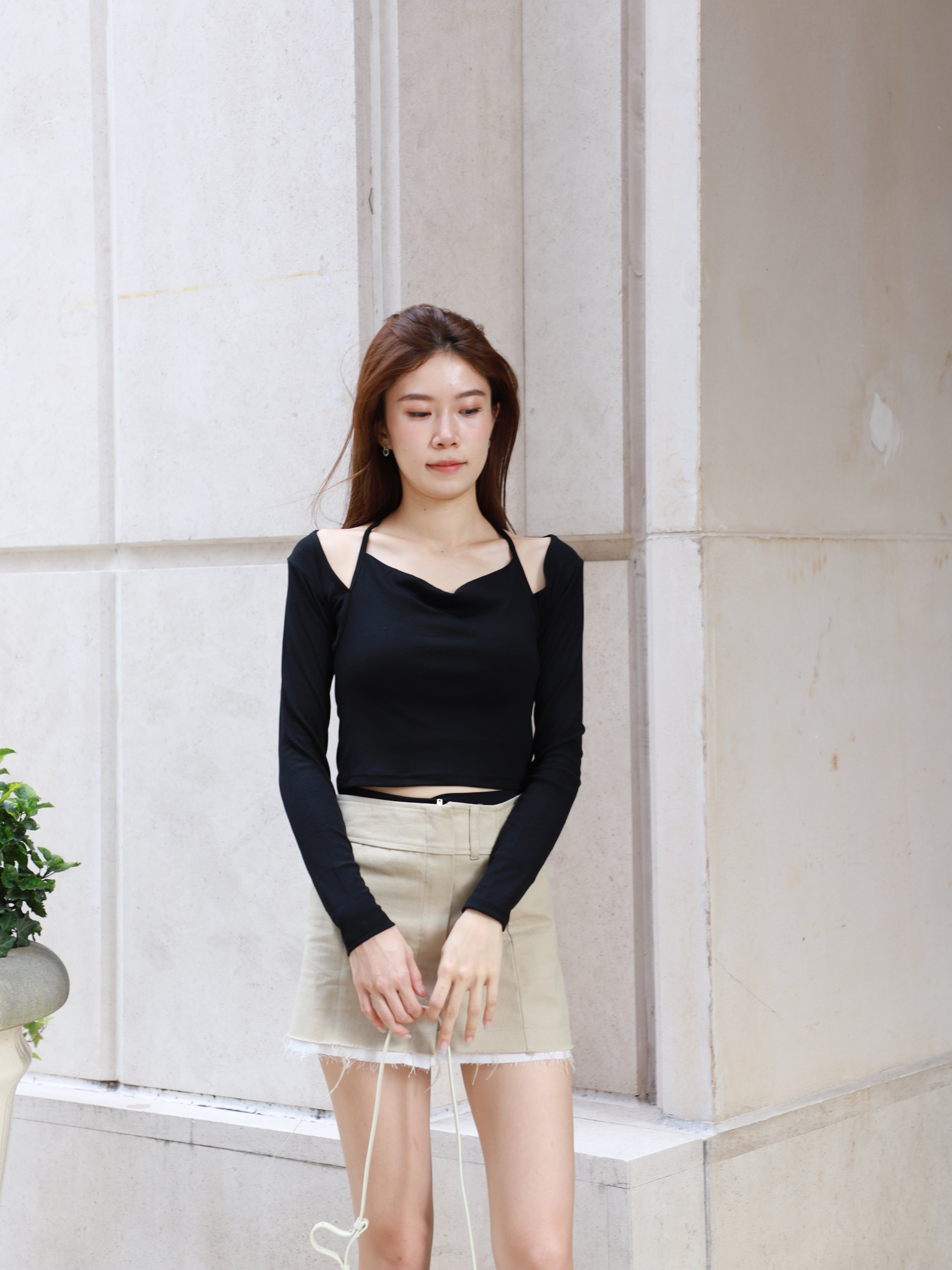 White Layered Zipped Skirt